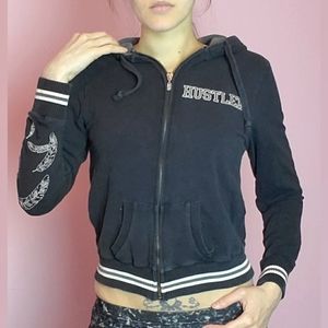 Hustler of Hollywood Zip Up Angel Wing Hoodie